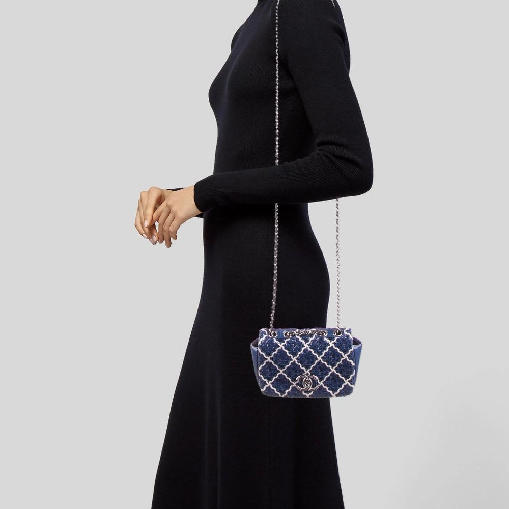 CHANEL Mini Patent Embroidered Tweed Flap Bag - Picture 4 of 5